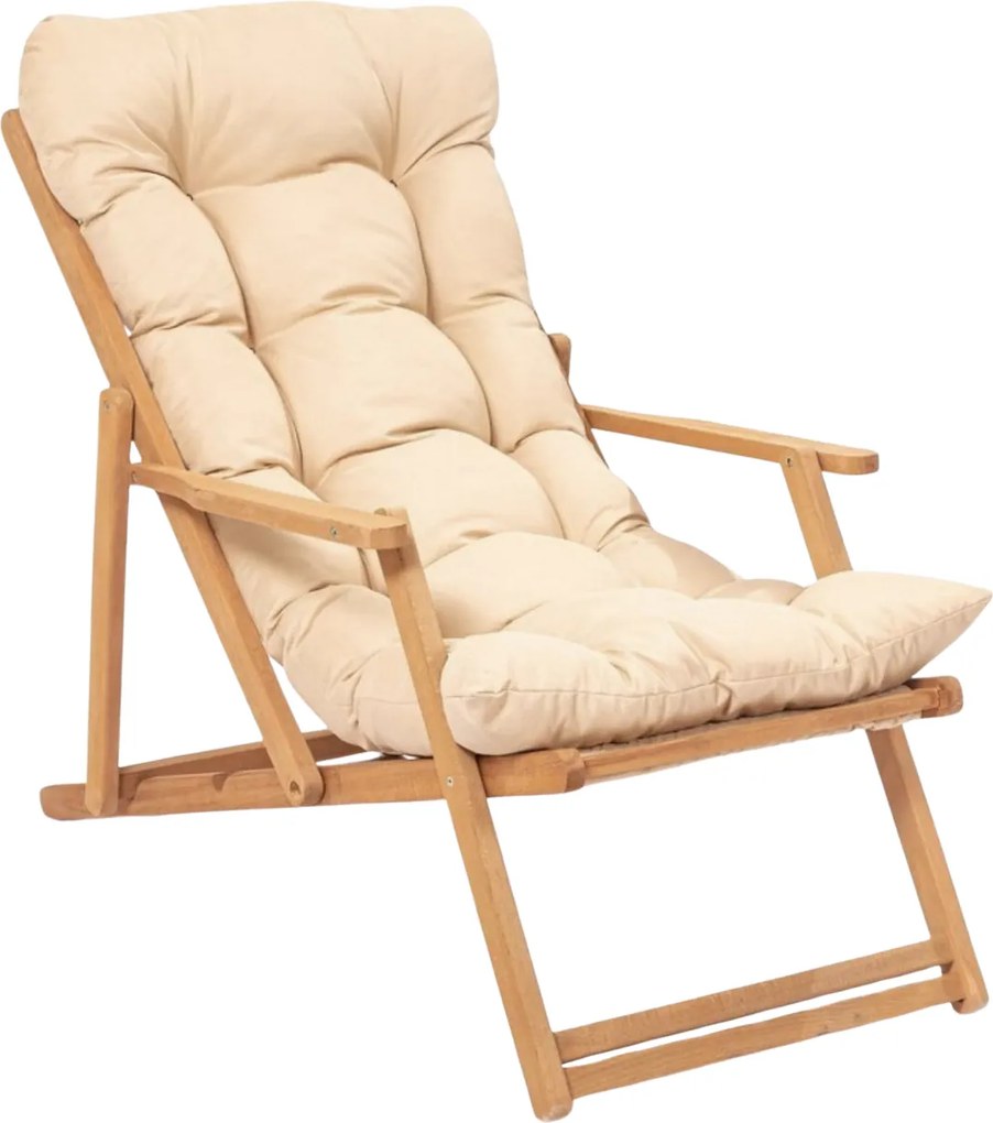 Skládací zahradní lehátko Triol z masivu hnědé/krémové