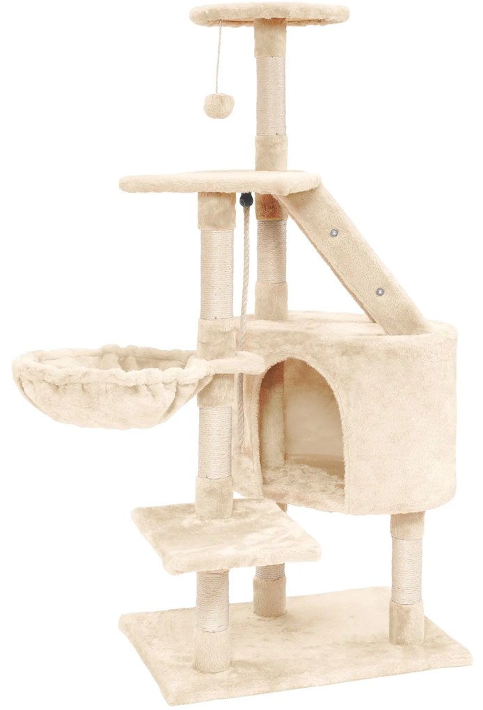 Tutumi, škrabadlo, posteľ, veža 120 cm pre mačky XXL 380528, béžová, HOM-02846