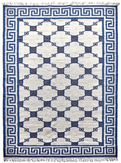 Diamond Carpets koberce Ručne viazaný kusový koberec Geo DESP P82 Silver Blue - 140x200 cm