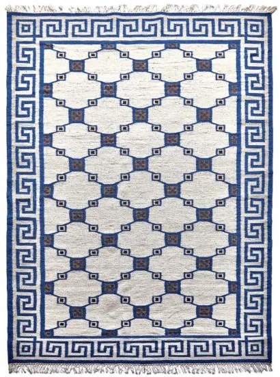 Ručne viazaný kusový koberec Geo DESP P82 Silver Blue, 240x300, modrá, chodba / predsieň, Diamond Carpets India