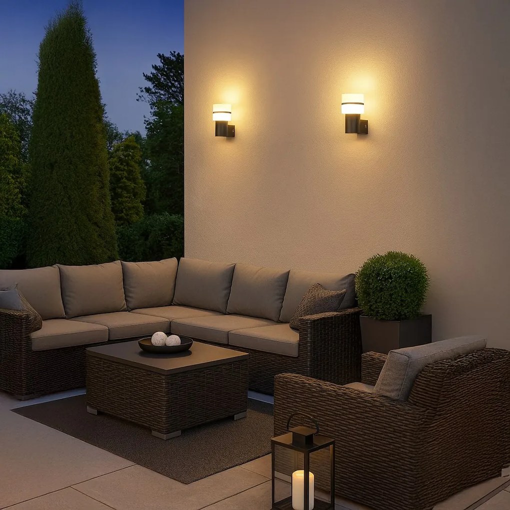 Exteriérové nástenné svietidlo Mia, 1x plastové/čierne kovové tienidlo