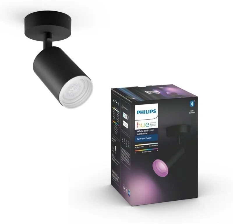 PHILIPS HUE Nástenné bodové LED inteligentné osvetlenie HUE FUGATO s funkciou RGB, 1xGU10, 5,7 W, teplá biela-st