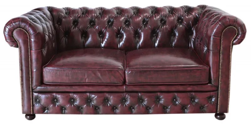 Pohovka dvojmiestna Chesterfield Greenfield z pravej hovädzej kože New Red New Red