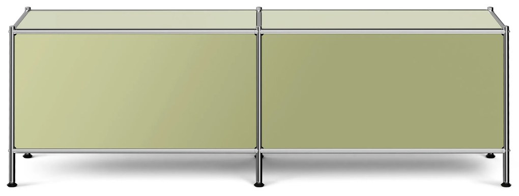 Nízky kovový stolík »CN3« s priehradkami, pistáciová