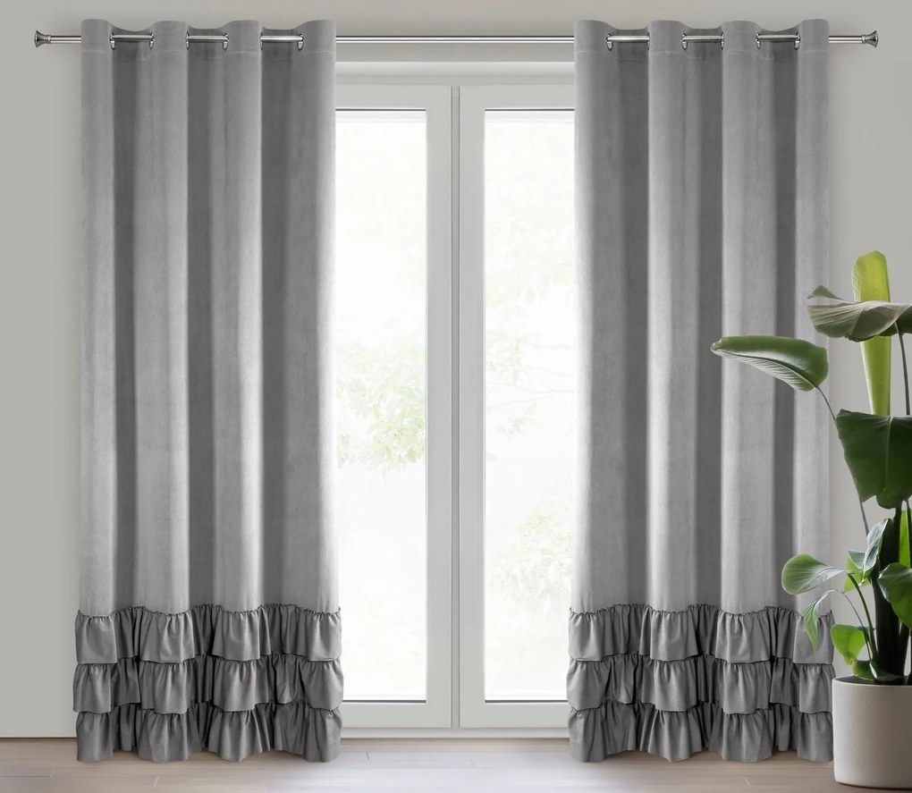 ZATEMŇOVACÍ ZÁVES NA KRÚŽKOCH MEGI 140X250 CM SIVÁ