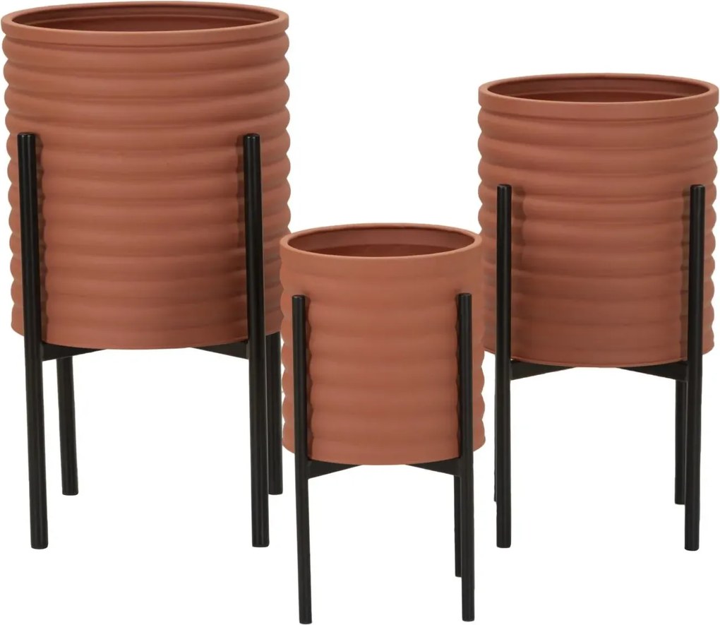 Sada 3 ks stojanů na květiny Milly terakota