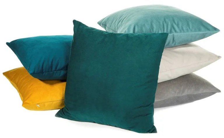 EUROFIRANY Obliečka na vankúš zo štruktúrovaného zamatu 45 cm x 45 cm tyrkysová 100 % polyester
