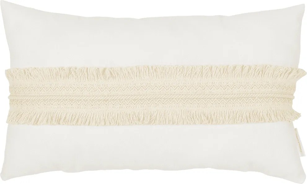 Boho obdĺžnikový vankúš s čipkou vanilka 35×60cm