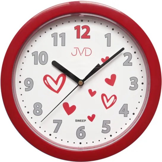 Červené nástenné hodiny JVD HP612.D3 s tichým sweep chodom, 25cm