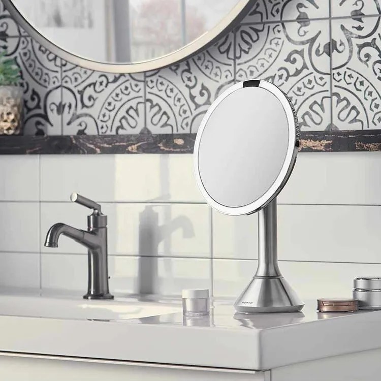 Zrkadlo Simplehuman s nastavitelným jasom Dual LED, matný nerez