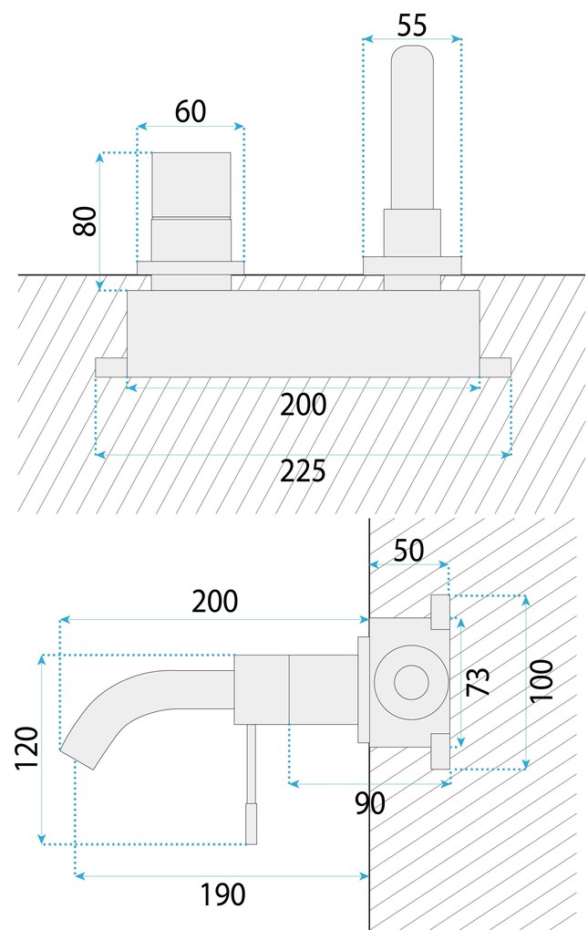 Rea Lungo Diamond, podomietková umývadlová batéria + BOX, zlatá lesklá, REA-B0539