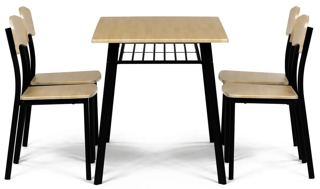 Jedálenský set Industrial so 4 stoličkami, 110 x70 x 76 cm, hnedý