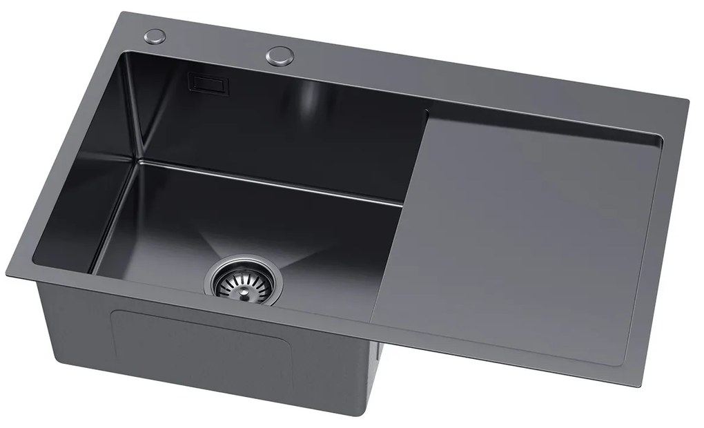 Erga HD, 1-komorový oceľový drez 780x490x210 mm, ľavý, grafitová, ERG-MLS-HD7849LB