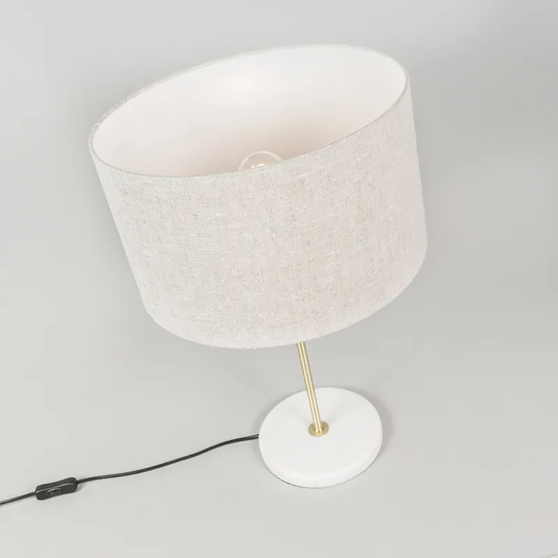 Stolná lampa mosadz s sivým tienidlom 35 cm - Kaso