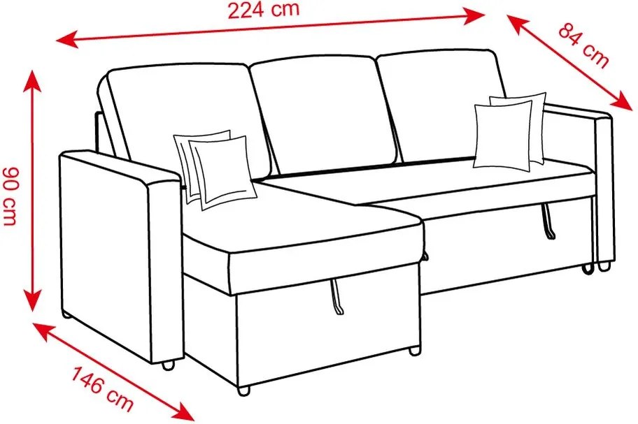 Rozkladacia rohová súprava KIMBERLAND s úložným priestorom