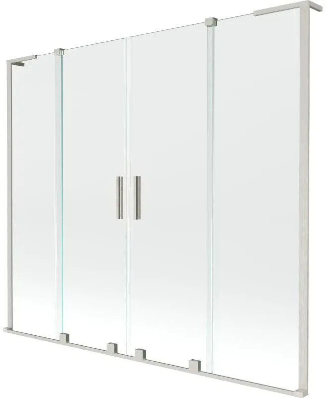 Mexen Velar L Duo, 2-krídlová posuvná vaňová zástena 170 x 150 cm, 8mm číre sklo, brúsená oceľ, 896-170-003-02-97