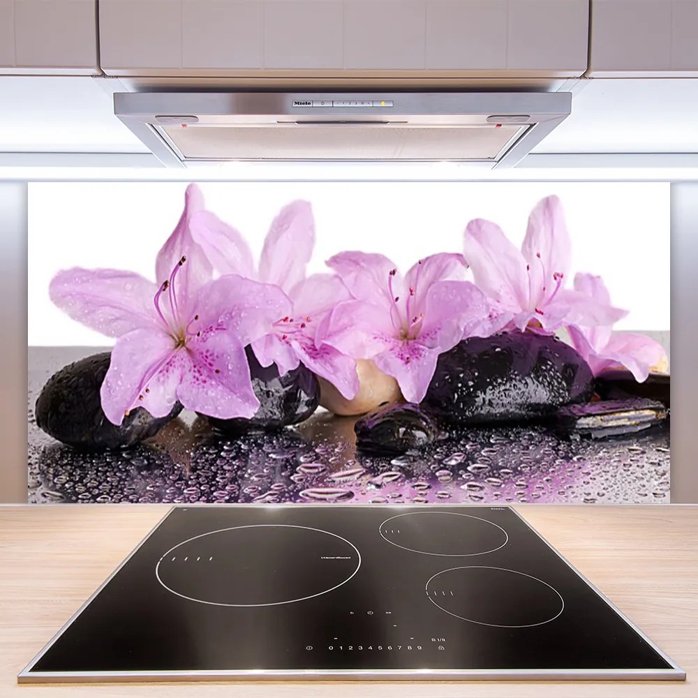 Sklenený obklad Do kuchyne Kvety kamene zen kúpele 140x70 cm