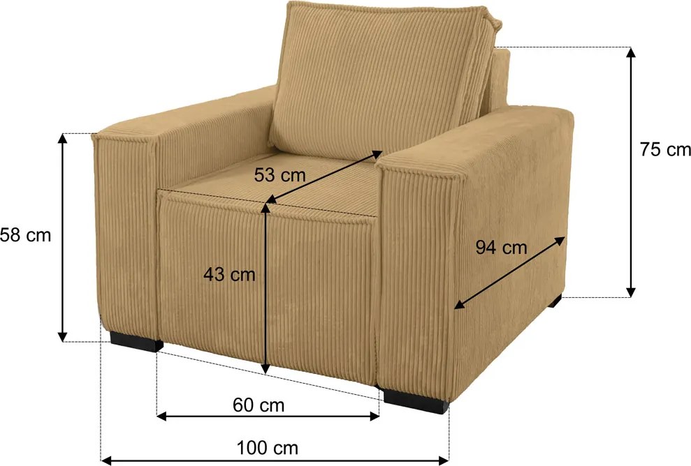 Kreslo s taburetom SMART SET, horčicová