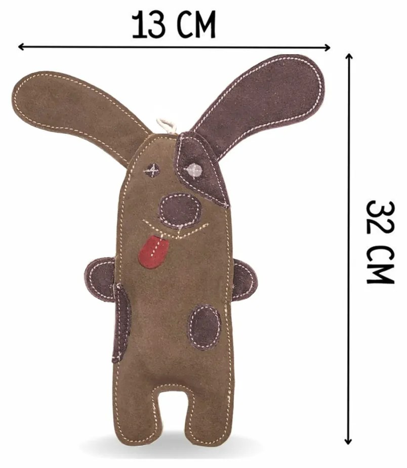 PafDog Psík Willy hračka pre psov z kože a juty, 32 cm
