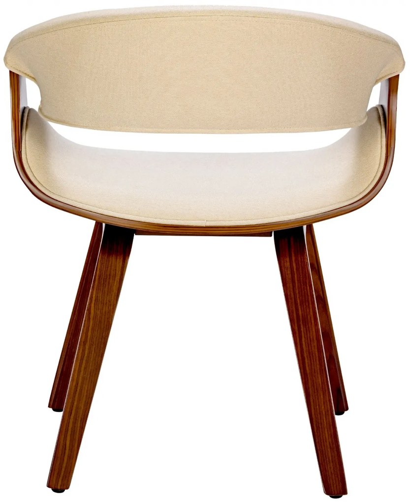 Stolička Foley - látka, drevené nohy orech - Krémová