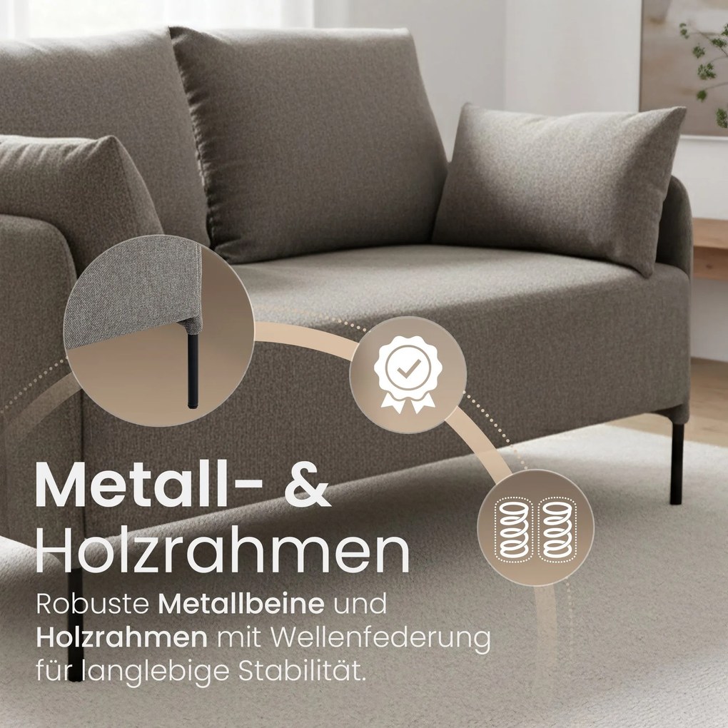 Sedačka Ziden 2-miestna látka - sivohnedá