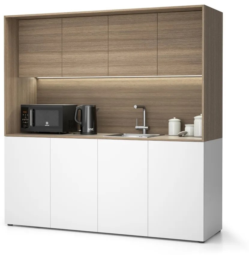 PLAN Kuchynka NIKA s drezom a batériou 1963 x 600 x 2000 mm, dub prírodný, pravé