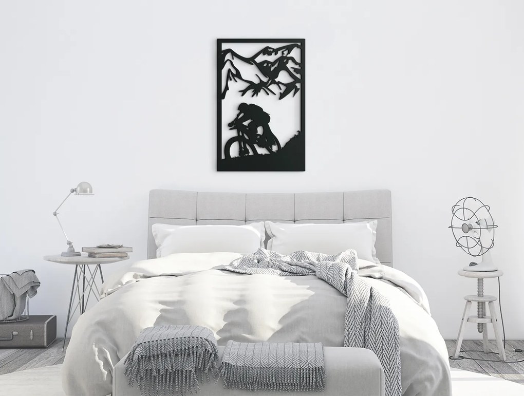 drevko Drevený obraz Horská cyklistika Rozmer obrazu: 44,5 x 29,5 cm, Farba dekorácie: Čierna