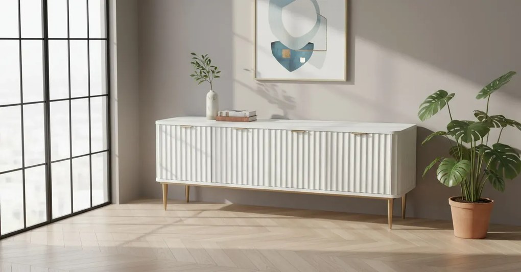 TV stolík Stilig ST709 200 cm biely/zlatý