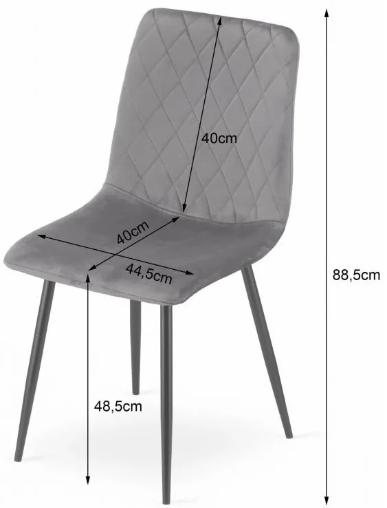 Set 4 kresiel TURIN - svetlosivý zamat