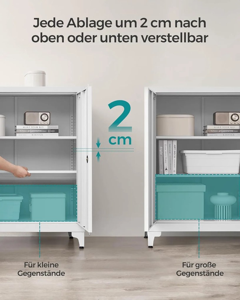 Kartotéka, uzamykateľná multifunkčná úložná skrinka, matná sivá