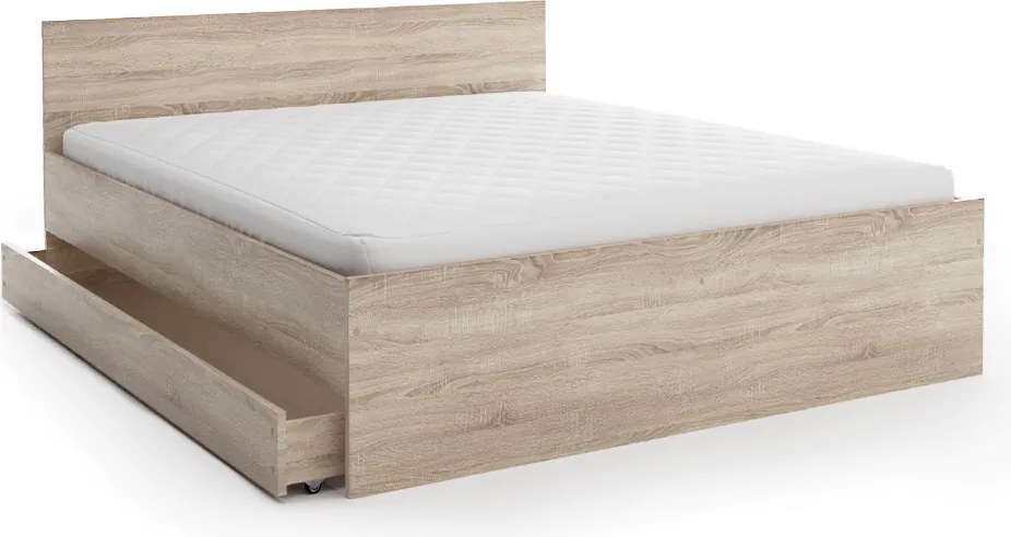 Posteľ ELISA 160 x 200 cm, dub sonoma Rošt: S lamelovým roštom, Matrac: Matrac DELUXE 10 cm