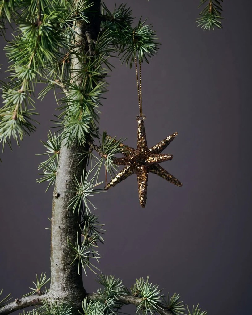 House Doctor Vianočná ozdoba Spike Small Brown Glitter – set 4 ks