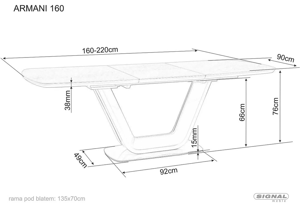 Signal Jedálenský stôl ARMANI rozkládací biely