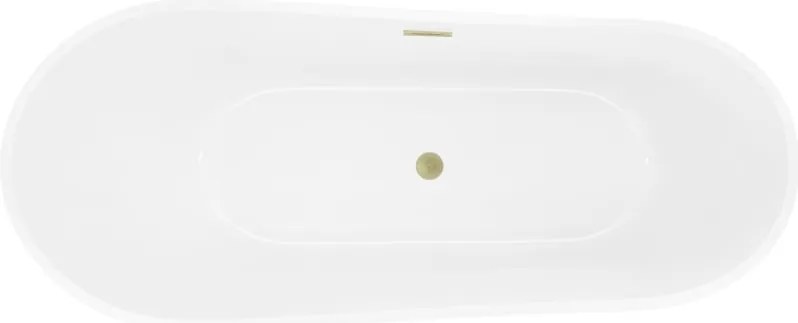 Mexen Dora, voľne stojaca vaňa 160 x 75 cm, biela/čierna, zlatý matný prepad, 52071607575-55