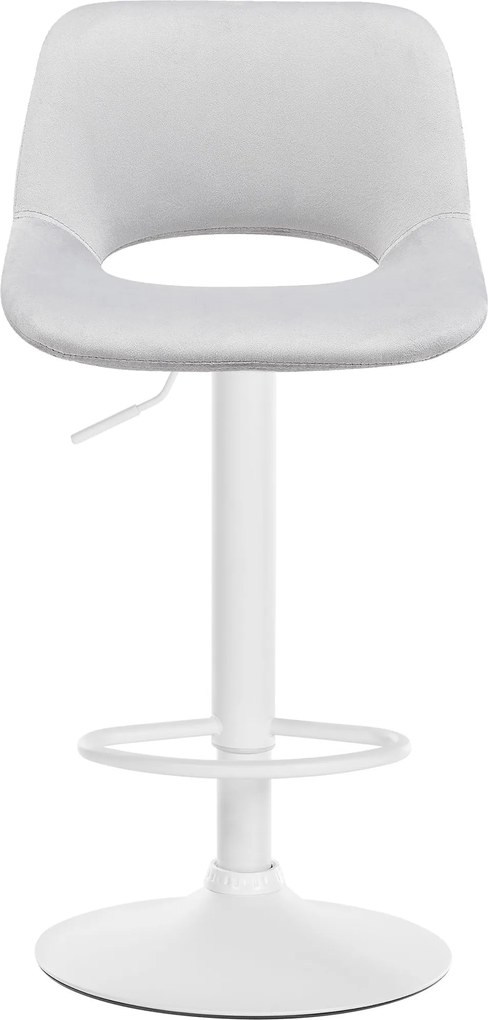 Barová stolička Camden - zamat, biely rám Svetlo sivá