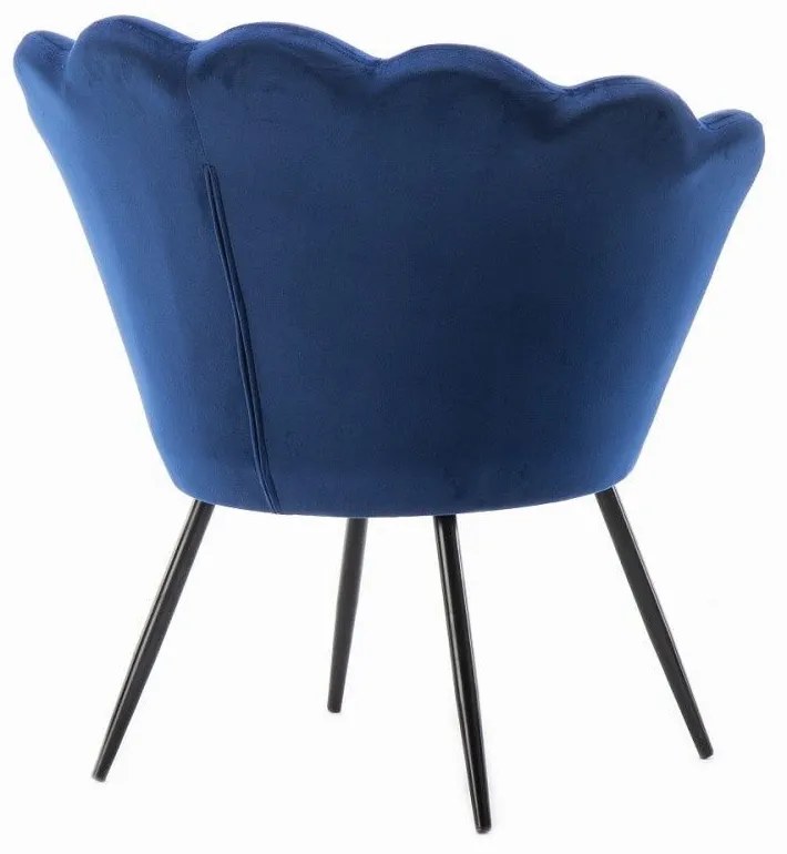 LuxuryForm DESIGN Kreslo FREY VELUR s čiernymi nohami - modré