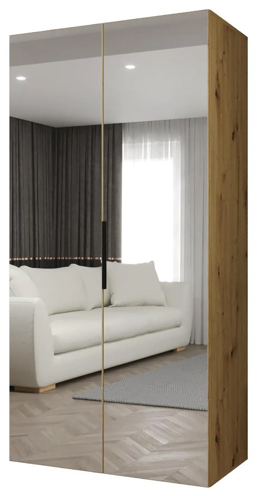 Šatníková skriňa 100 cm Mirabella 3 (dub artisan + čierna). Akcia -20%. Vlastná spoľahlivá doprava až k Vám domov. 1126446