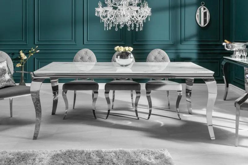 (2910) MODERNO TEMPO luxusný jedálenský stôl biely mramor 200 cm