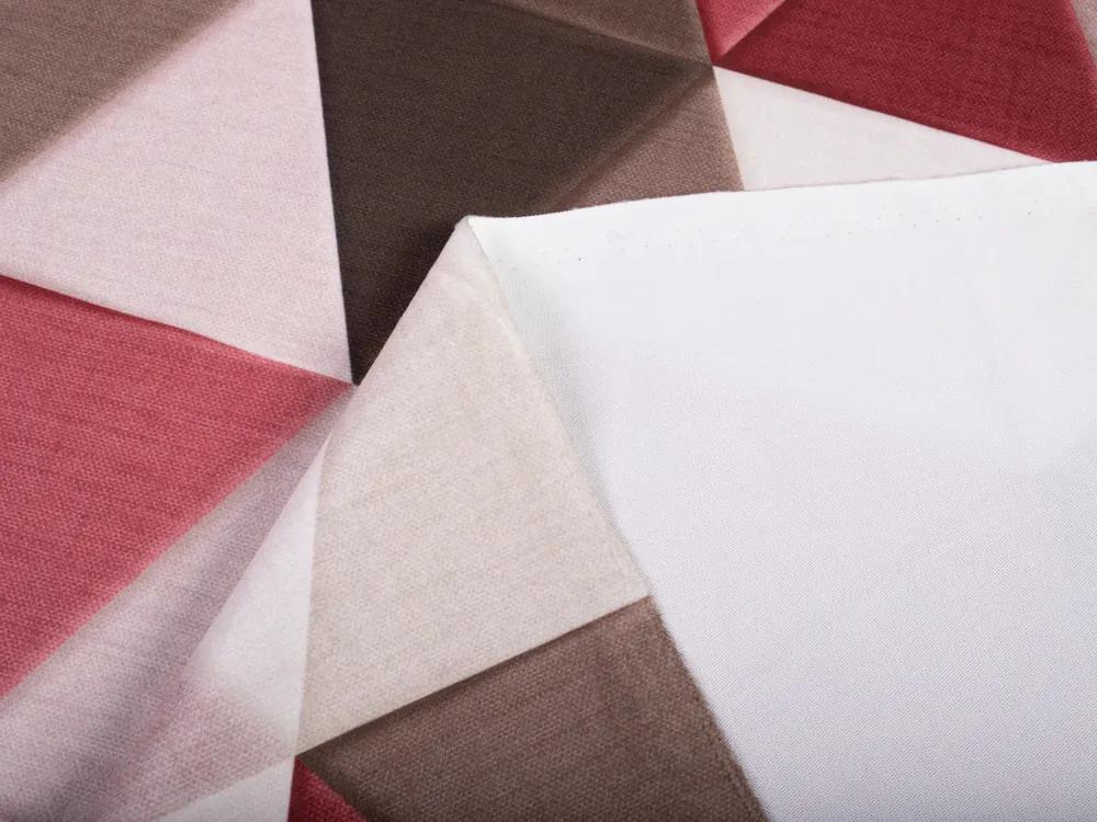 Biante Zamatový štvorcový obrus Tamara TMR-021 Vínovo-hnedo-béžové trojuholníky 100x100 cm