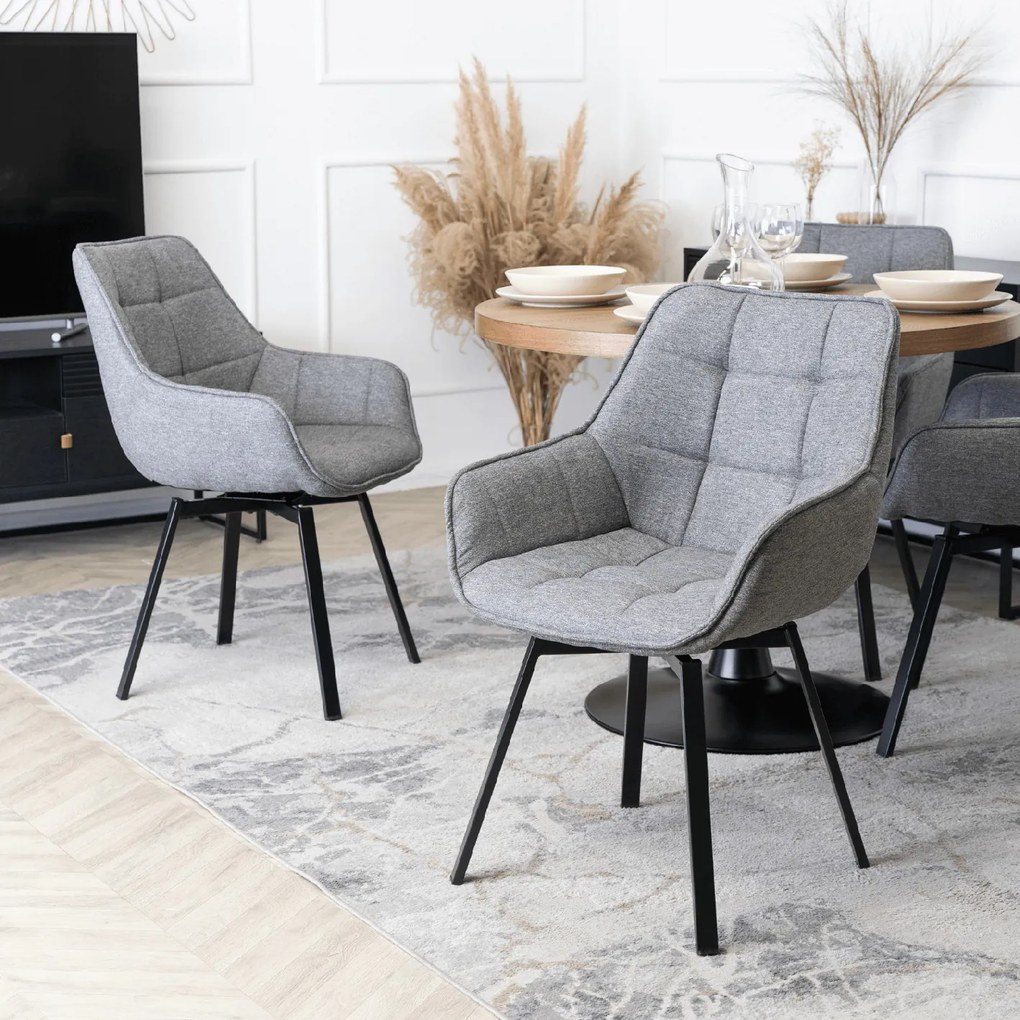 JAKS Otočná jedálenská stolička šedá látka Luna 2