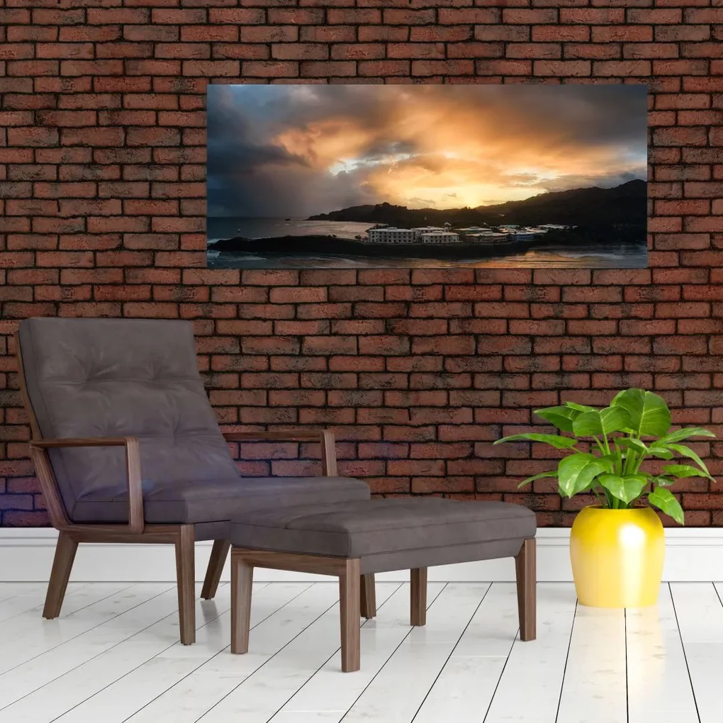 Obraz - pláž so zatiahnutou oblohou (120x50 cm)