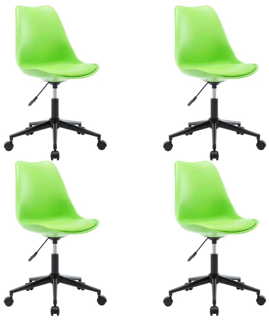 vidaXL Otočné jedálenské stoličky 4 ks zelené umelá koža