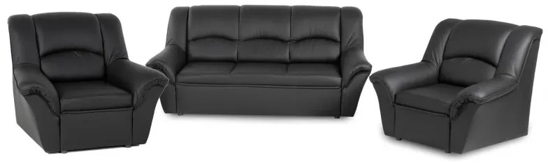 Kožená sedacia súprava DUBAJ LUX 3+1+1, tm. modrá (K-58)
