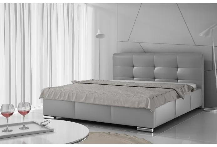 Luxusná čalúnená posteľ Latium s úložným priestorom šedá eko koža 180 x 200