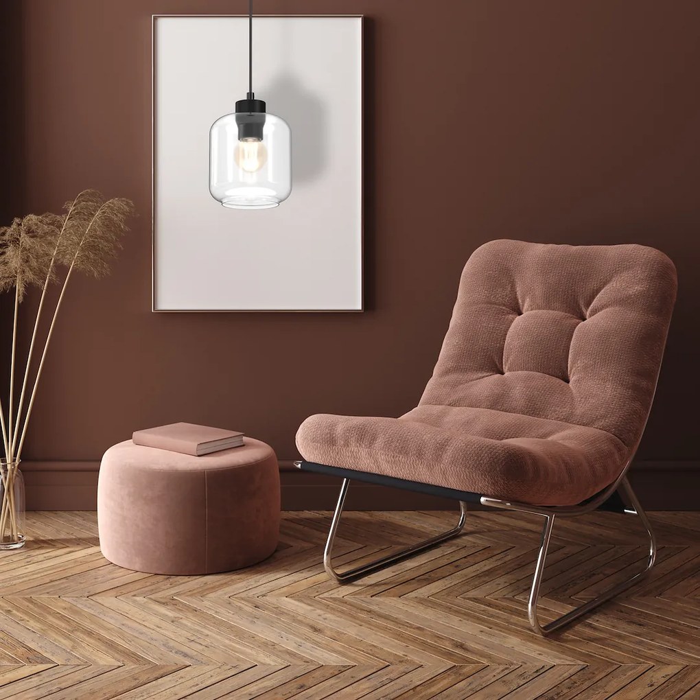 Závesné svietidlo Sombra, 1x transaprentné sklenené tienidlo, b