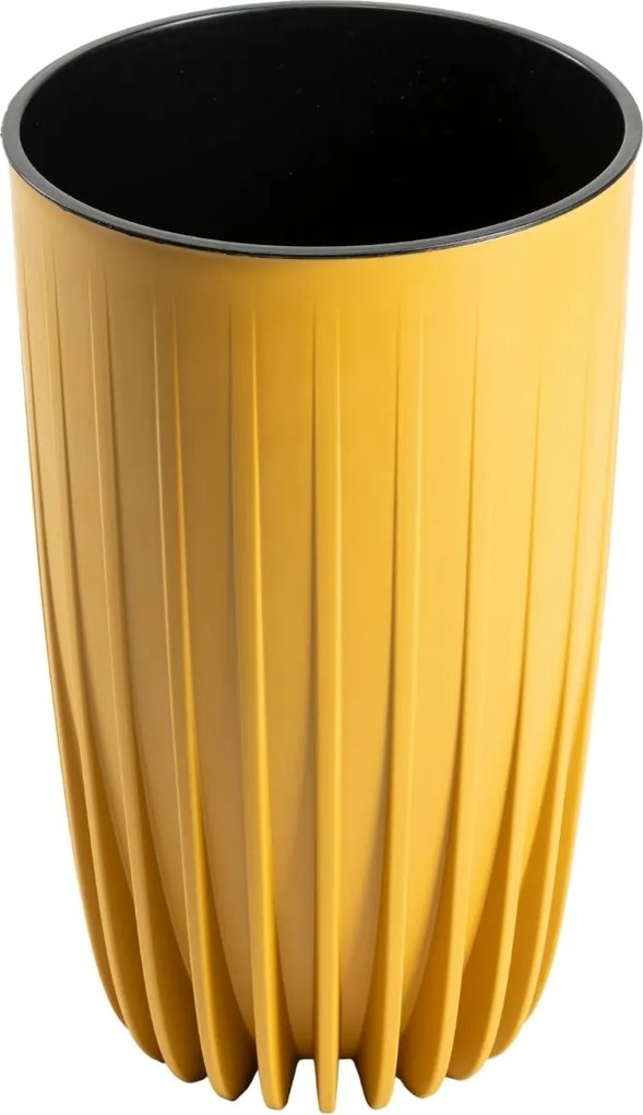 PLASTOVÝ KVETINÁČ STRIPPED 25X42 CM HORČICOVÁ