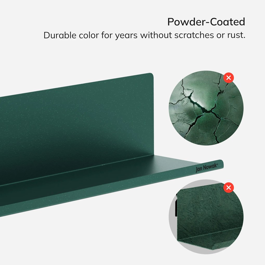 Polica závesná kovová fľaškovo zelená, 700 mm: JOANNE Modern
