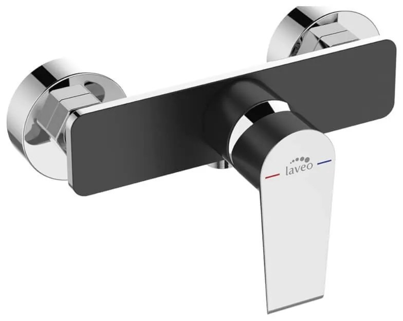 Laveo Largo, nástenná sprchová batéria 150mm, chrómová-čierna, LAV-BAH_740D