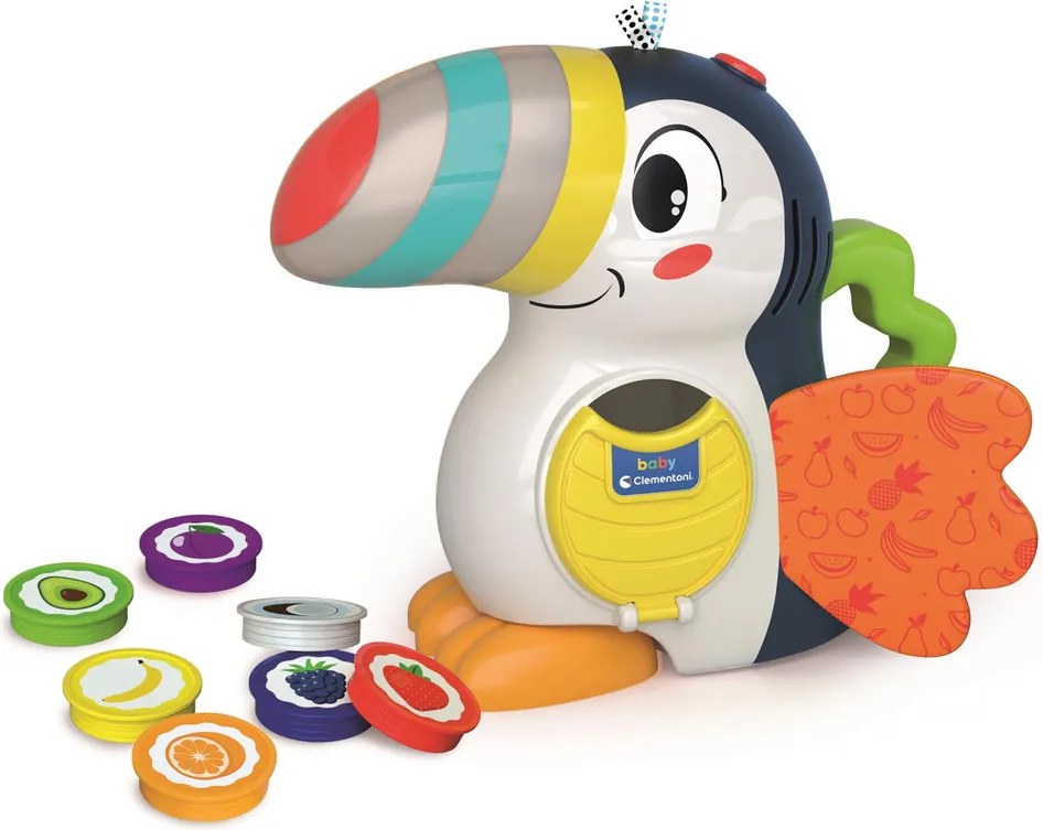 Interaktívna hračka Tukan Adrian Ovocie a farby Sorter žetóny Poľský jazyk Clementoni 50383