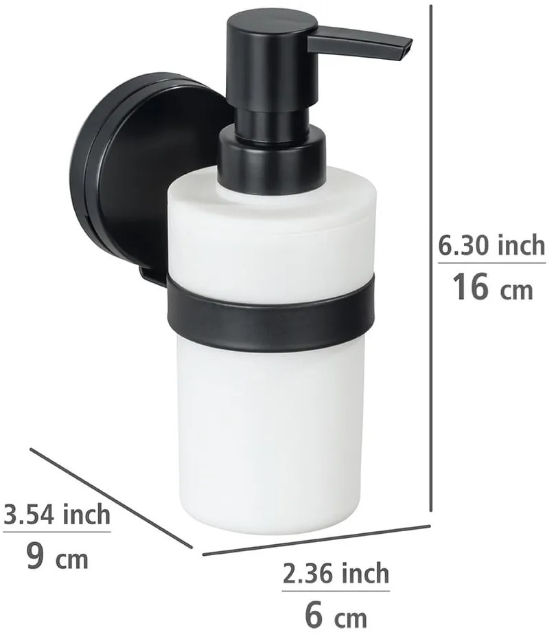 Čierno-biely nástenný dávkovač mydla Wenko Static-Loc® Plus
